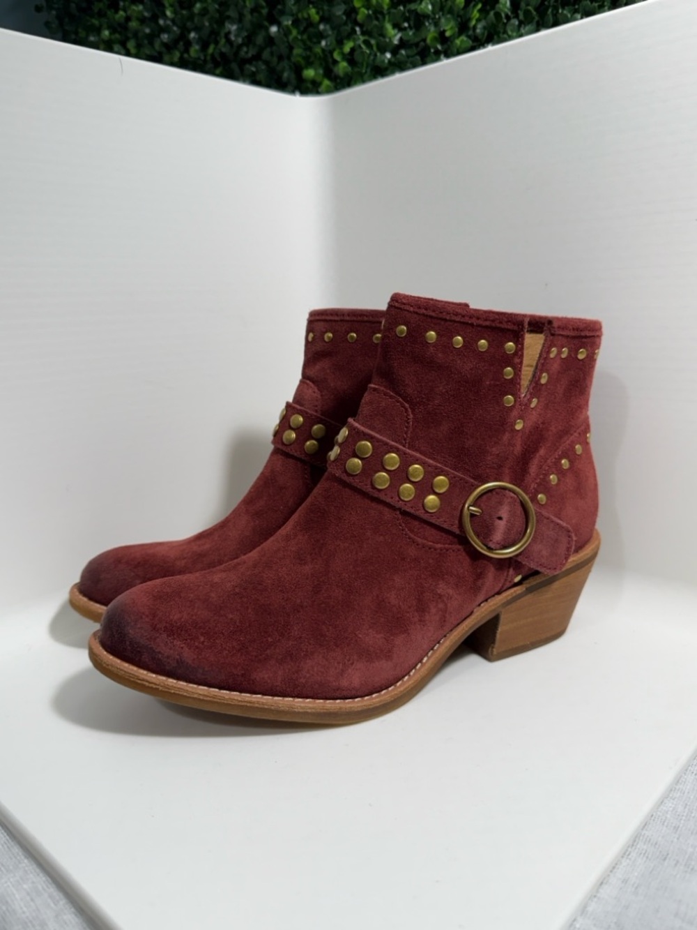 Sofft brick red Suede Studded Ankle Bootie